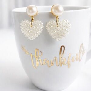 Elegant Heart Pearl Earrings
